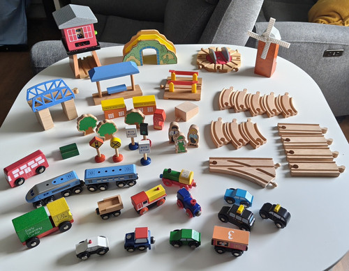 Wooden toy train track - wooden,