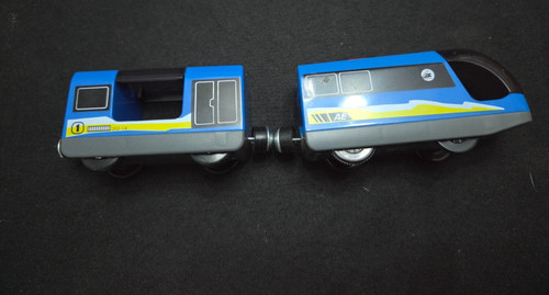 Wooden train track blue - train,