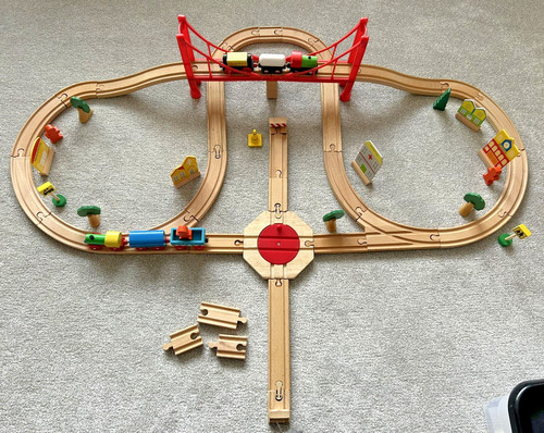 Wooden toy railway - railway, rail