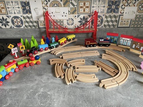 Wooden train set with track - wooden,