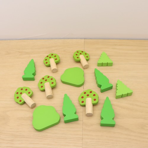 Wooden train track toy - wooden, trees