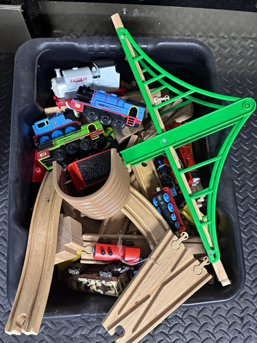 Wooden toy train track - train, &