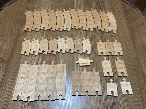 Wooden train track pieces - wooden,