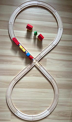 Wooden toy train set figure - wooden, figure-8