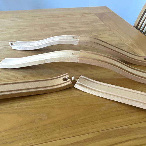 Wooden toy train track - wooden, curved