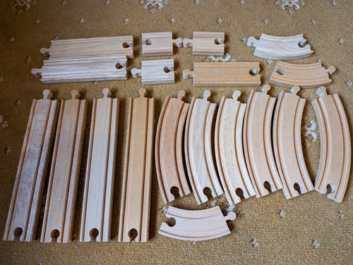 Wooden train track pieces - wooden,