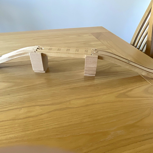Wooden toy train track bridge - train,