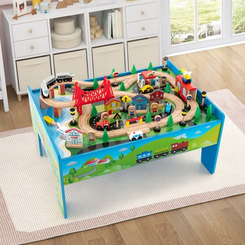 Kids wooden train tracks set - wooden,