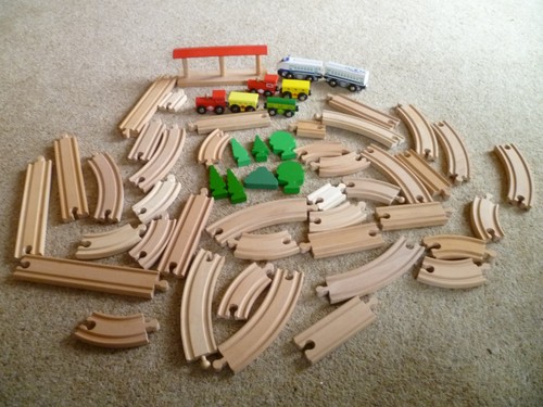 Wooden toy railway train rail - wooden,