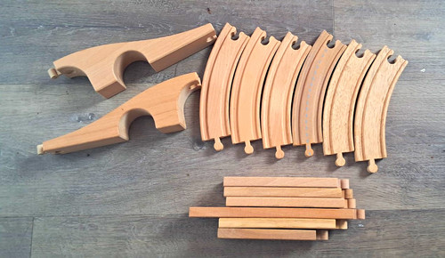 Wooden toy train - train, track