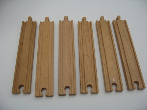 Six long straight wooden train - long,