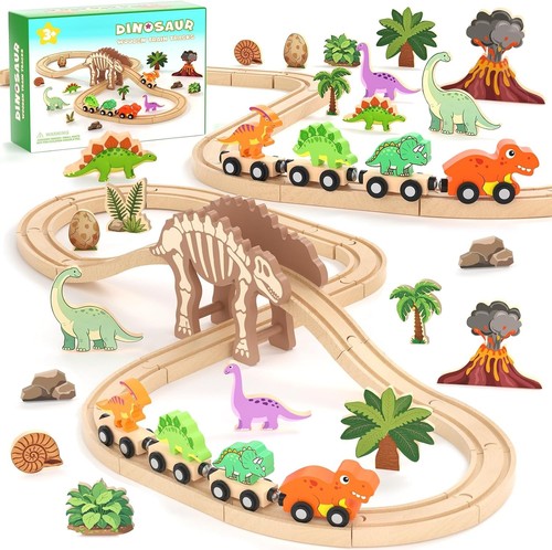 Natural wooden dinosaur - natural,