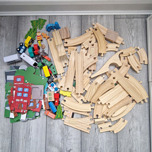 Little town wooden train track - town,