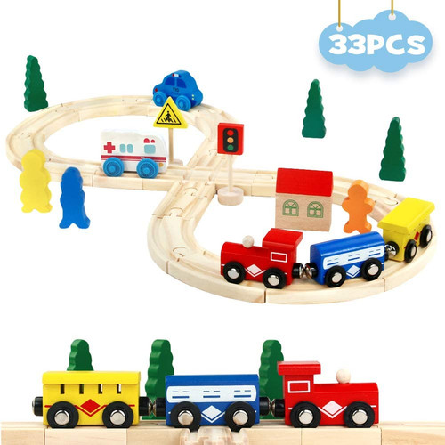 33pcs wooden train set - set, rail