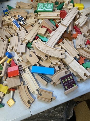 Wooden toy train track pieces - track,