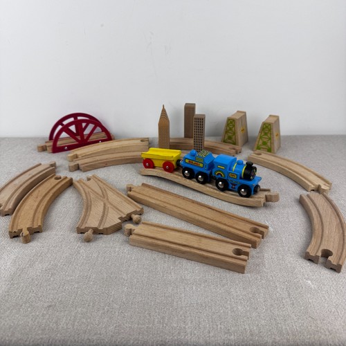 Wooden train track set with - set,