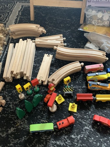 Wooden train track with - wooden,