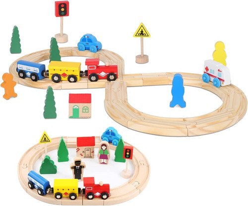 33pcs wooden train track - wooden,