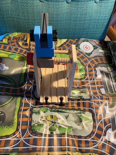 Wooden toy crane and - crane, bridge