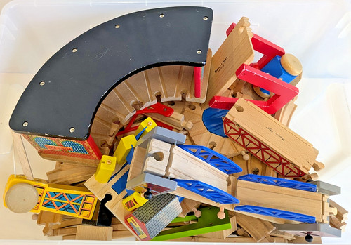 Wooden railway train - train, track