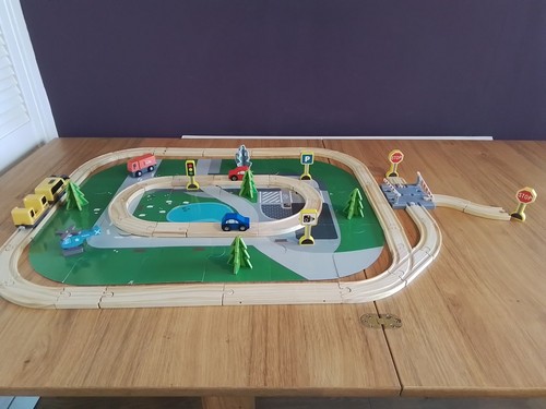 Wooden train track and road - wooden,