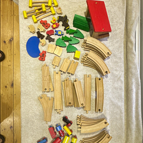 Wooden toy train track - wooden, pieces